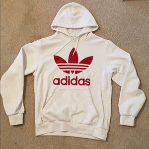 white adidas hoodie with red logo! ☆ ★ ☆